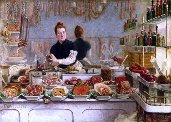  Edouard-Jean Dambourgez A Pork Butcher's Shop - Art Print