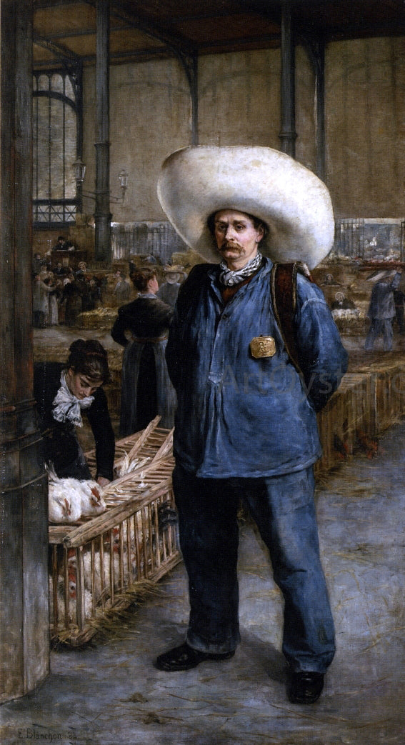  Emile-Henri Blanchon A Porter of the Market - Les Halles - Art Print