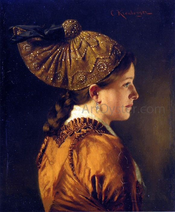  Carl Kronberger A Portrait of a Girl Wearing a Golden Hood - Art Print