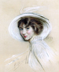  Paul Cesar Helleu A Portrait of Annette, Wearing a White Hat - Art Print