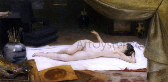  Christian Clausen A Reclining Nude in a Studio - Art Print