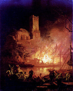  Pierre-Jacques Volaire A River Landscape With Figures Fleeing A Burning City - Art Print
