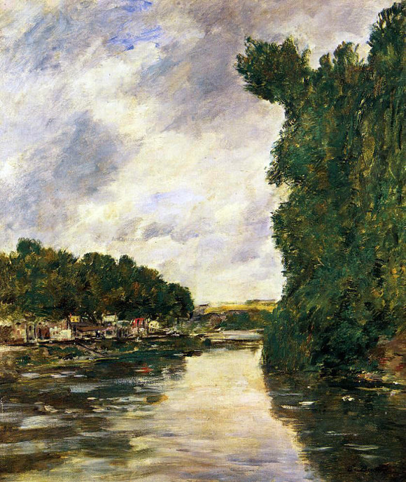  Eugene-Louis Boudin River near d'Abbeville - Art Print