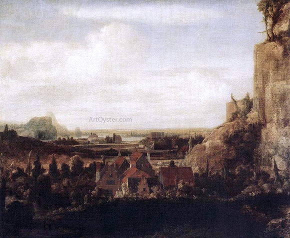  Hercules Seghers River Valley with a Group of Houses - Art Print