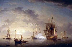  Charles Brooking A Royal Yacht Firing a Salute - Art Print