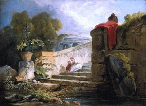  Hubert Robert A Scene in the Grounds of the Villa Farnese, Rome - Art Print