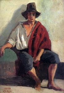  Jean-Baptiste-Camille Corot A Seated Italian from Paeigno Facing Front - Art Print