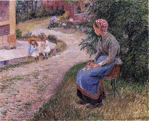  Camille Pissarro A Servant Seated in the Garden at Eragny - Art Print