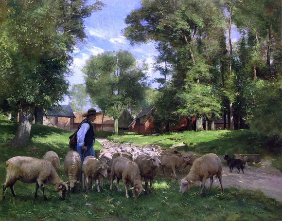  Julien Dupre A Shepherd and His Flock - Art Print