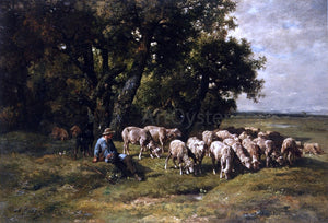  Charles Emile Jacque A Shepherd with His Flock - Art Print