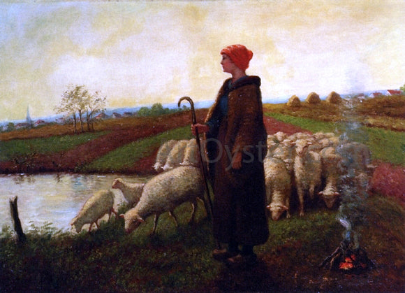  Aime Perret A Shepherdess with her Flock - Art Print
