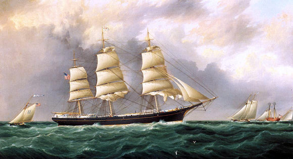 James E Buttersworth A Ship's Portrait near Sandy Hook - Art Print