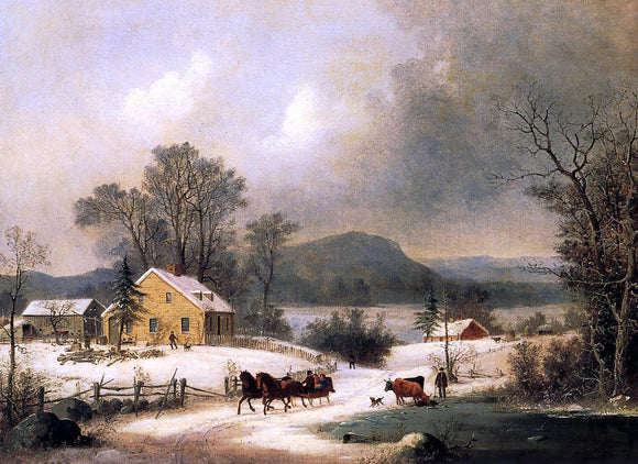  George Henry Durrie A Sleigh Ride in the Snow - Art Print