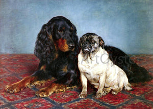  Otto Bache A Spaniel And A Pug - Art Print