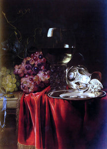  Willem Van Aelst A Still Life of Grapes, a Roemer, a Silver Ewer and a Plate - Art Print