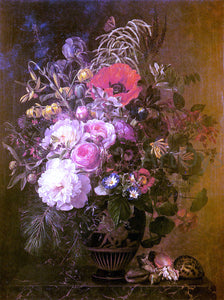  Johan Laurentz Jensen A Still Life with Flowers in a Greek Vase - Art Print