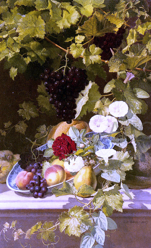  Otto Didrik Ottesen A Still Life With Fruit, Flowers And A Vase - Art Print