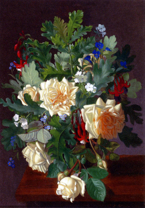  Otto Didrik Ottesen A Still Life With Yellow Roses And Freesia - Art Print