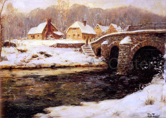  Fritz Thaulow A Stone Bridge Over A Stream In Winter - Art Print
