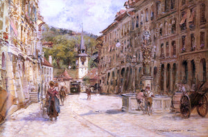  Georges Stein A Street Scene in Bern - Art Print