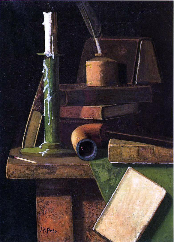  John Frederick Peto A Student's Desk - Art Print