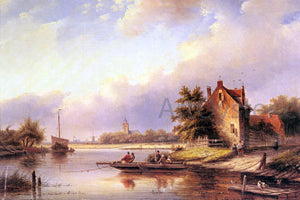  Jan Coenraad Spohler A Summer's Day at the Ferry Crossing - Art Print