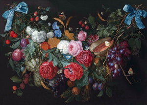  Jacob Van Walscapelle A Swag of Flowers - Art Print