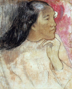  Paul Gauguin A Tahitian Woman with a Flower in Her Hair - Art Print