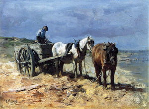  Anton Mauve A Team and Pull-cart - Art Print