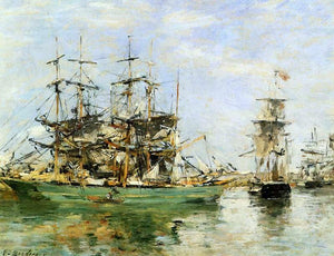  Eugene-Louis Boudin A Three Masted Ship in Port - Art Print