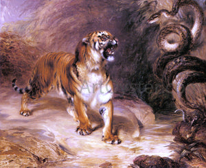 William Huggins A Tiger and a Serpent - Art Print