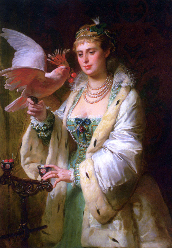  Edouard-Marie-Guillaume Dubufe A Treat for her Pet - Art Print