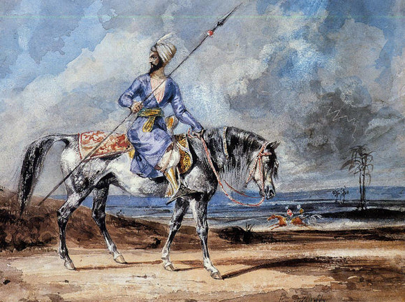  Eugene Delacroix Turkish Man on a Grey Horse - Art Print