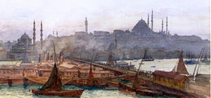  Tristram Ellis A View of Galata Bridge, Yemi Cami, Beyazit Tower and Saleymaniye Mosque, Constantinople - Art Print
