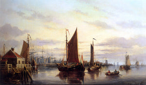  Johannes Hilverdink A View Of The IJ, Amsterdam, With Various Shipping Near Het Slagthuys - Art Print