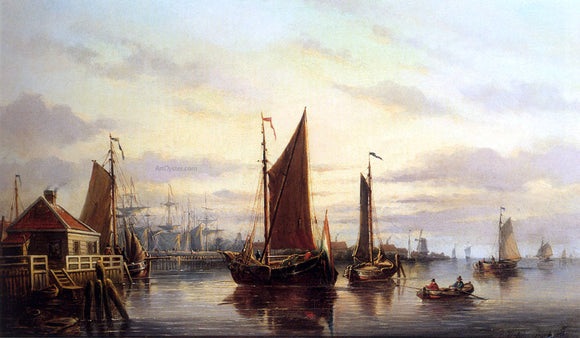  Johannes Hilverdink A View Of The IJ, Amsterdam, With Various Shipping Near Het Slagthuys - Art Print
