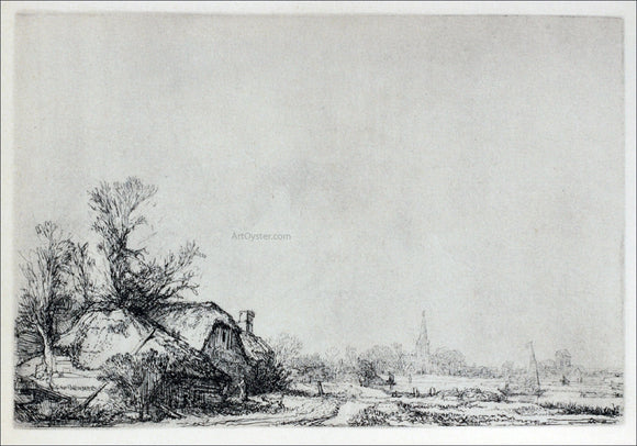  Rembrandt Van Rijn Village with a River - Art Print