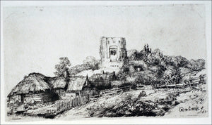  Rembrandt Van Rijn Village with a Square Tower - Art Print