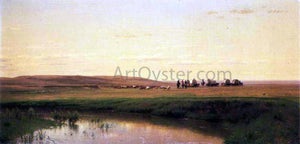  Thomas Worthington Whittredge A Wagon Train on the Plains, Platte River - Art Print
