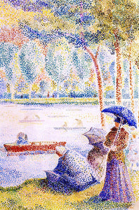  Hippolyte Petitjean A Walk on the Banks of a River - Art Print