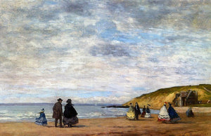  Eugene-Louis Boudin A Walk on the Beach - Art Print