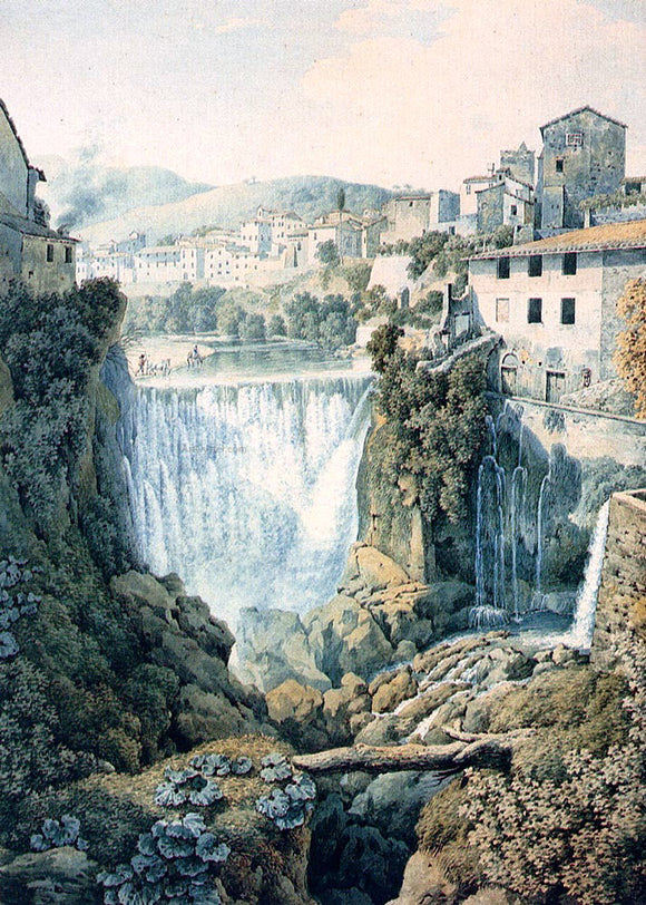  Filippo Giuntotardi A Waterfall Outside An Italian Town - Art Print