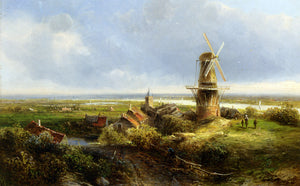  Pieter Francisco Kluyver A Windmill in an Extensive Landscape - Art Print