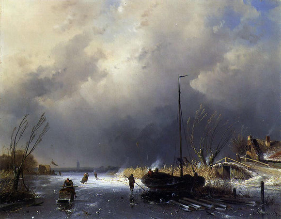  Charles Joseph Leickert Winter Landscape with Skaters - Art Print