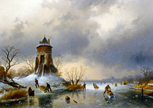  Charles Joseph Leickert A Winter Landscape with Skaters on the Ice - Art Print