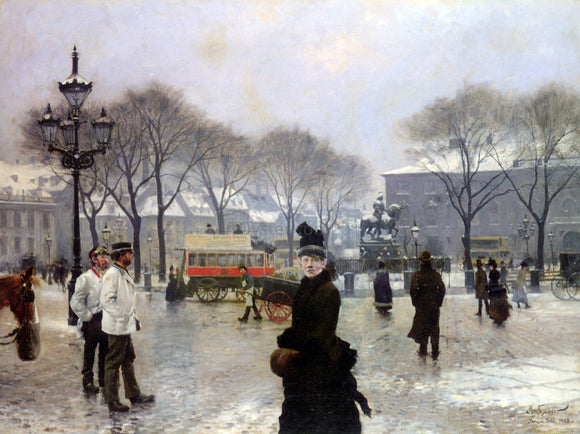  Paul-Gustave Fischer A Winter's Day on Kongens Nytorv Copenhagen - Art Print