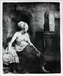  Rembrandt Van Rijn Woman Seated Before a Dutch Stove - Art Print