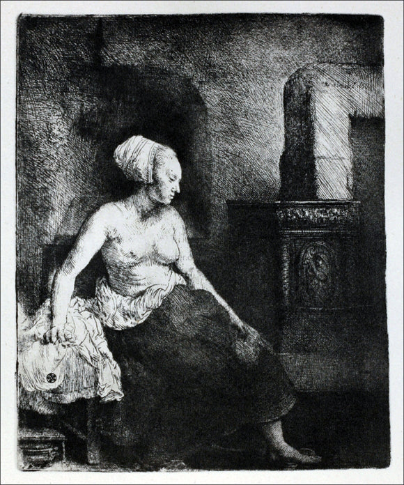  Rembrandt Van Rijn Woman Seated Before a Dutch Stove - Art Print