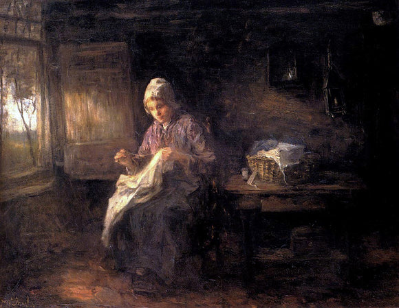  Jozef Israels Woman Sewing - Art Print