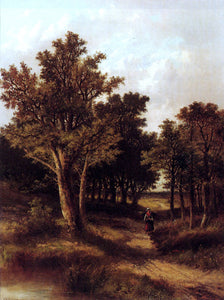  Junior Abraham Hulk A Wooded Landscape With A Faggot Gatherer On A Sandy Track - Art Print
